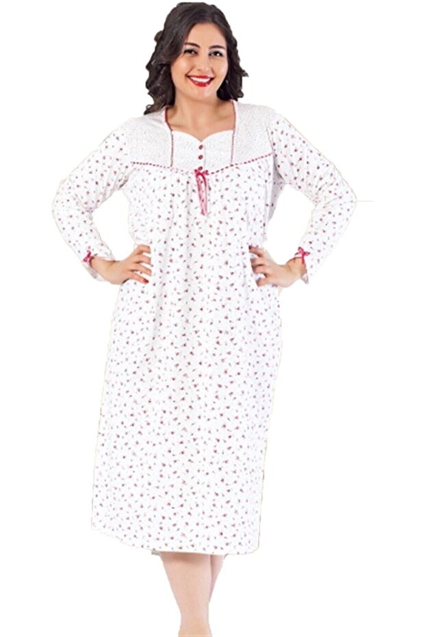Long Sleeve Combed Cotton Mother Nightgown 135