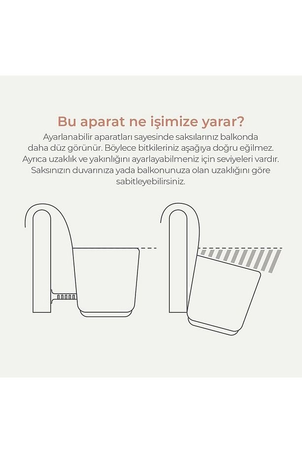 2 Adet 3,2 Litre Pera Askılı Balkon Saksısı Set Ayar Aparatlı Plastik Saksı Seti - 5