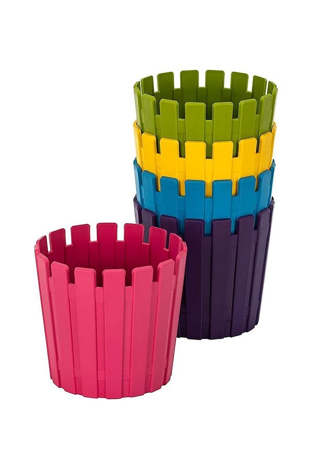 6 Adet Akasya Orkide Saksı Set 1,10 Litre Çok Renkli 13cm Plastik Bitki Çiçek Saksısı Seti - 5