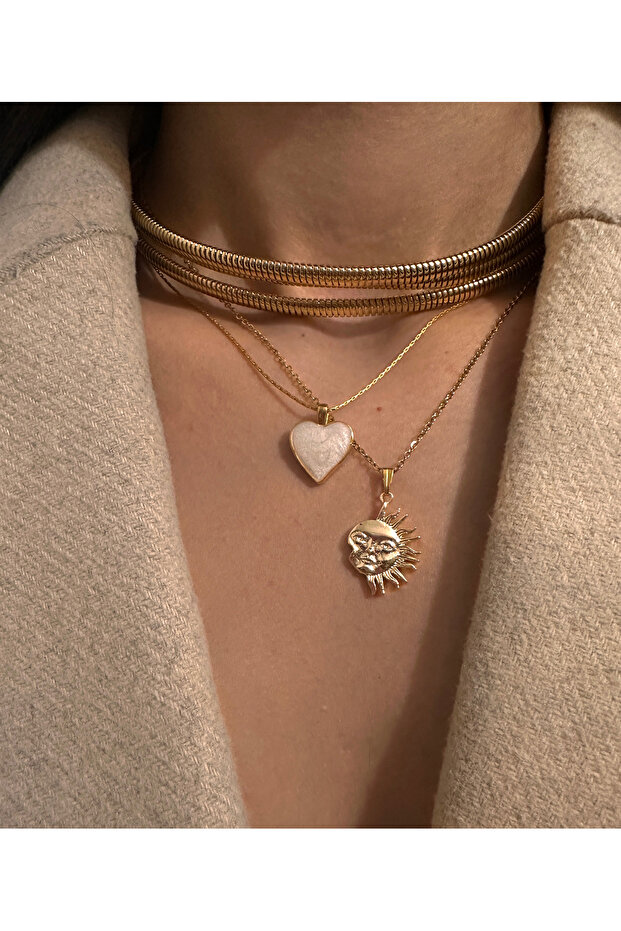 Çelik Güneş Kolye - 2