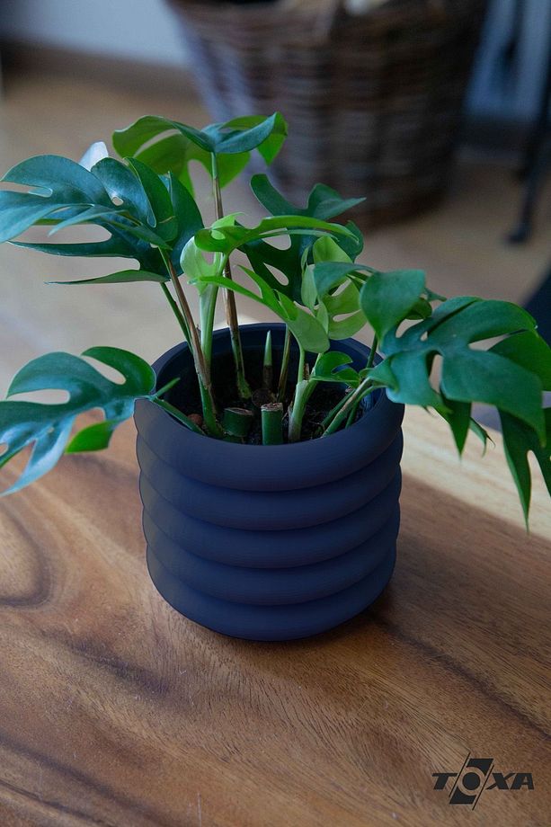 Blum Saksı No1 Gizli Tabaklı Drenajlı Bioplastik Gümüş Mavi Renk 0.8 Litre - 6