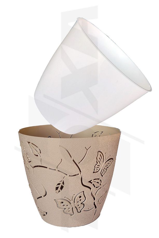 0,7 Litre Mavi 3d Kelebek Desenli Su Hazneli Dekoratif Plastik Saksı No1 Ø11,5x10,5cm - 5