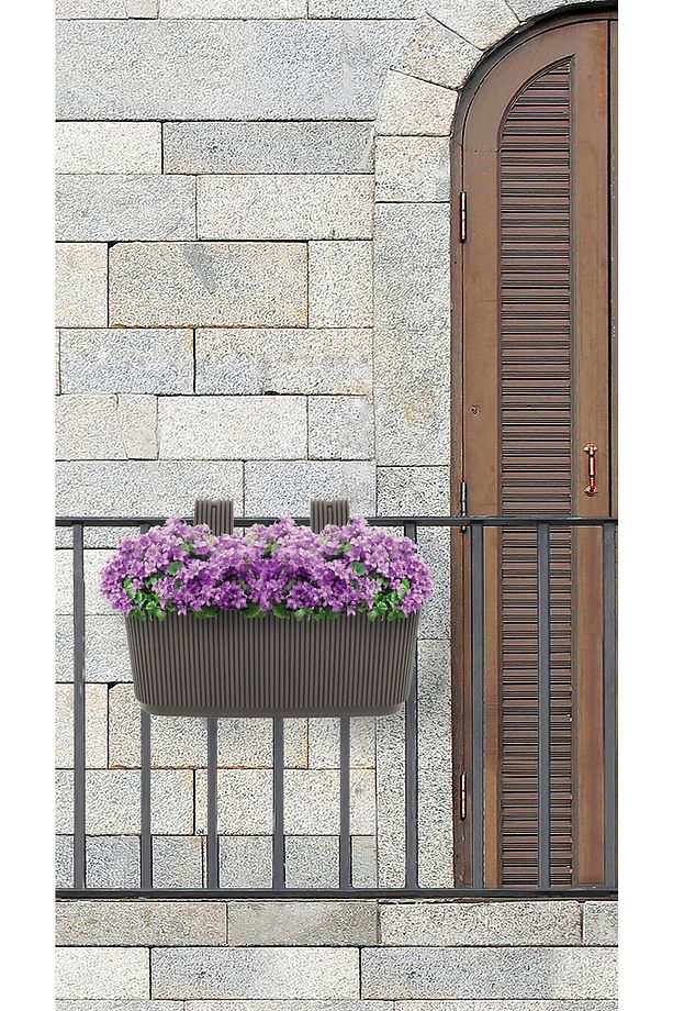 6 Adet 3,2 Litre Pera Askılı Balkon Saksısı Set Ayar Aparatlı Plastik Saksı Seti - 8