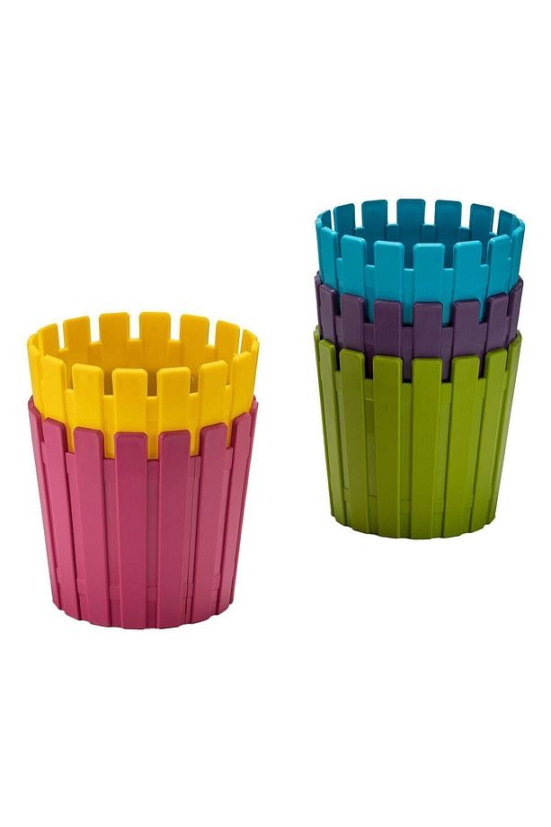 6 Adet Akasya Orkide Saksı Set 1,10 Litre Çok Renkli 13cm Plastik Bitki Çiçek Saksısı Seti - 3