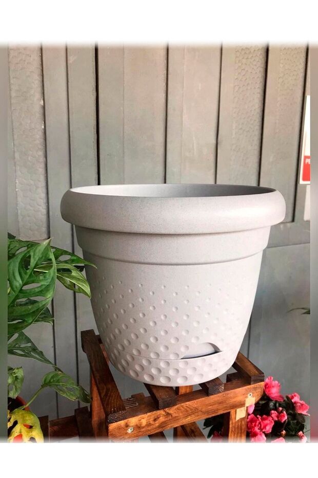 9 Litre Inci Saksı 29cm Kendinden Tabaklı Plastik Çiçek Saksısı No4 - 3