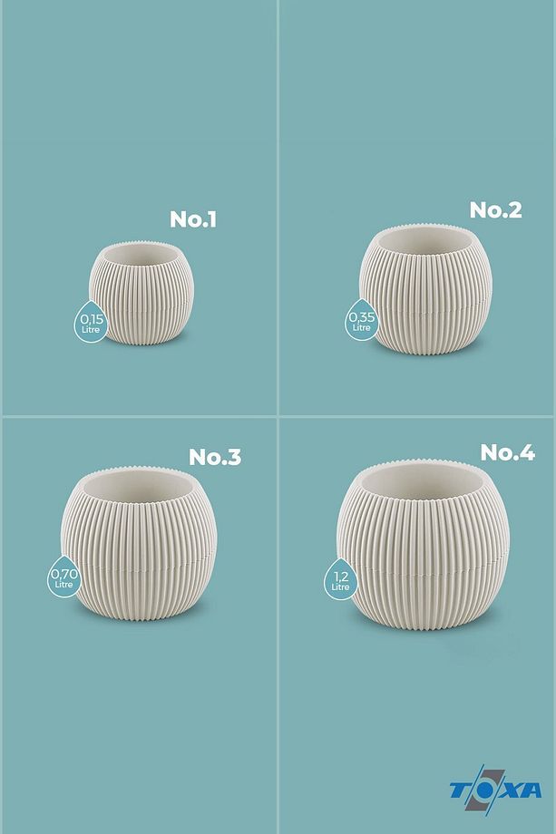 4 Boy Mercan Yuvarlak Bej Saksı Seti Karasu Plastik Kaktüs Sukulent Saksısı Set - 9