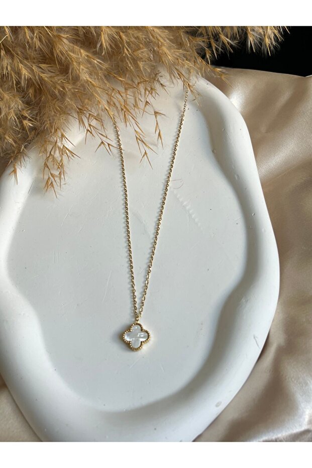 Çelik Van Yonca Mineli Kolye - 4