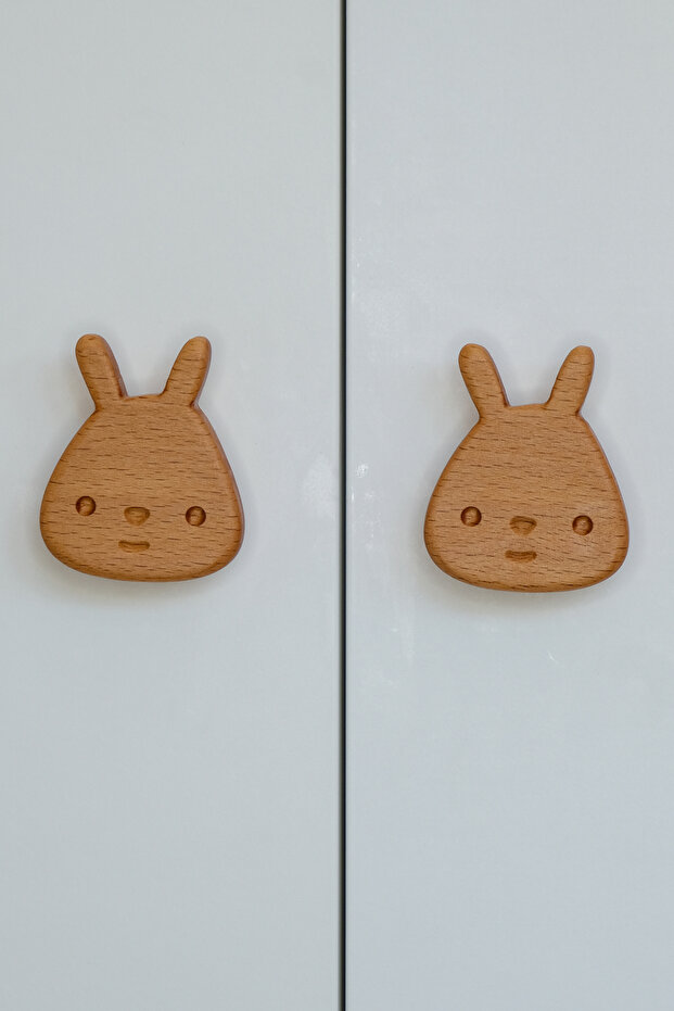 Rabbit Pattern (2 Pcs) Baby Kids Room Wooden Furniture Cabinet Drawer Handle