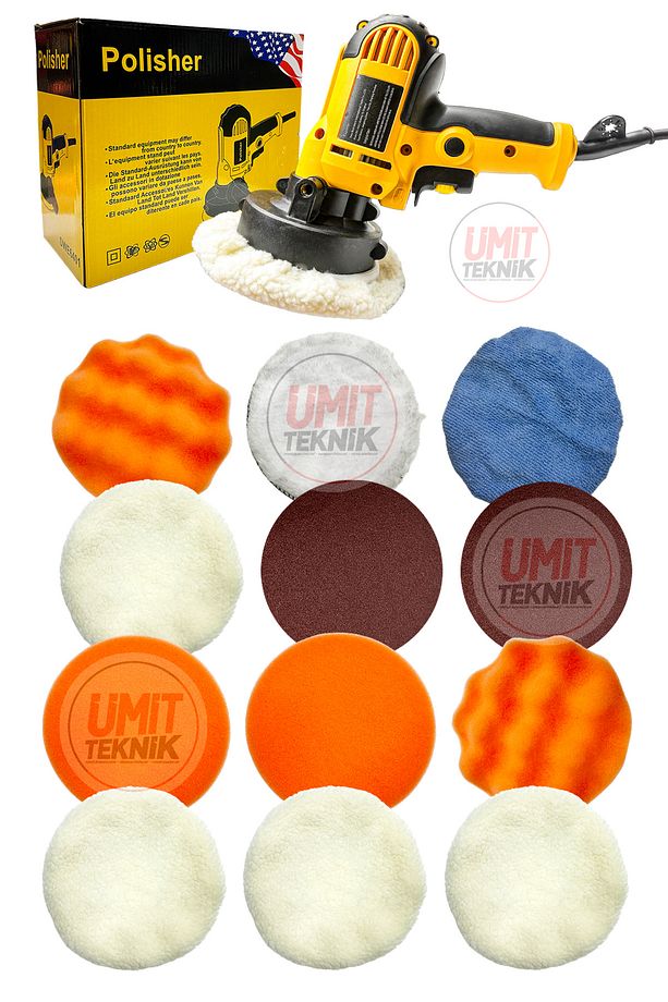 Devir Ayarlı Araç, Koltuk Yıkama  Zımpara Parlatma Pasta Cila Polisaj Makinası Full Set Takım - 2