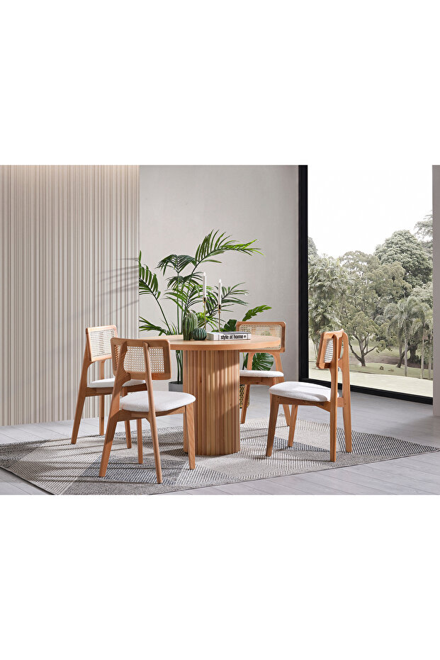 Melodi Masa Takımı Ahşap Hazeranlı 110X110 - 3