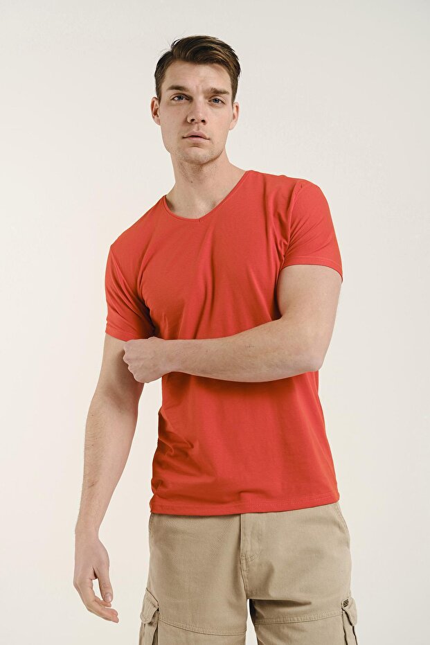Ανδρικό μπλουζάκι Riley V-Neck Slim Fit Basic - 2