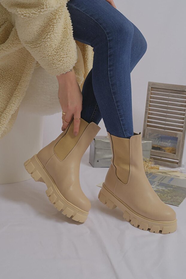 Lastikli Kalın Taban Kadın Bot - 4
