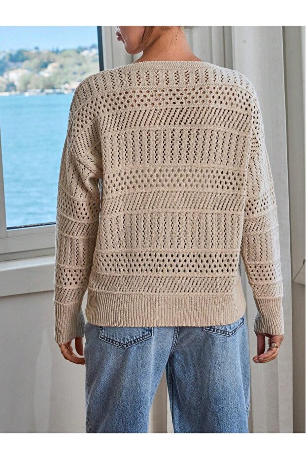 Dier Moda Triko Taş Düğmeli Oversize Kısa Hırka - 2