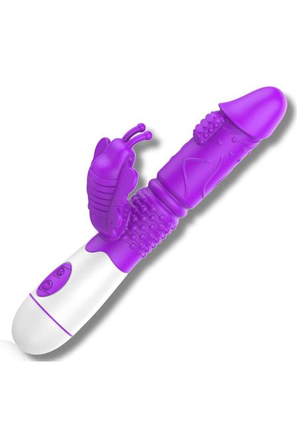 Usb Şarjlı 30 Farklı Titreşim Soft Silikon Doku Tırtıklı Kelebek Klitoris Uyarıcılı Rabbit Vibratör - 1