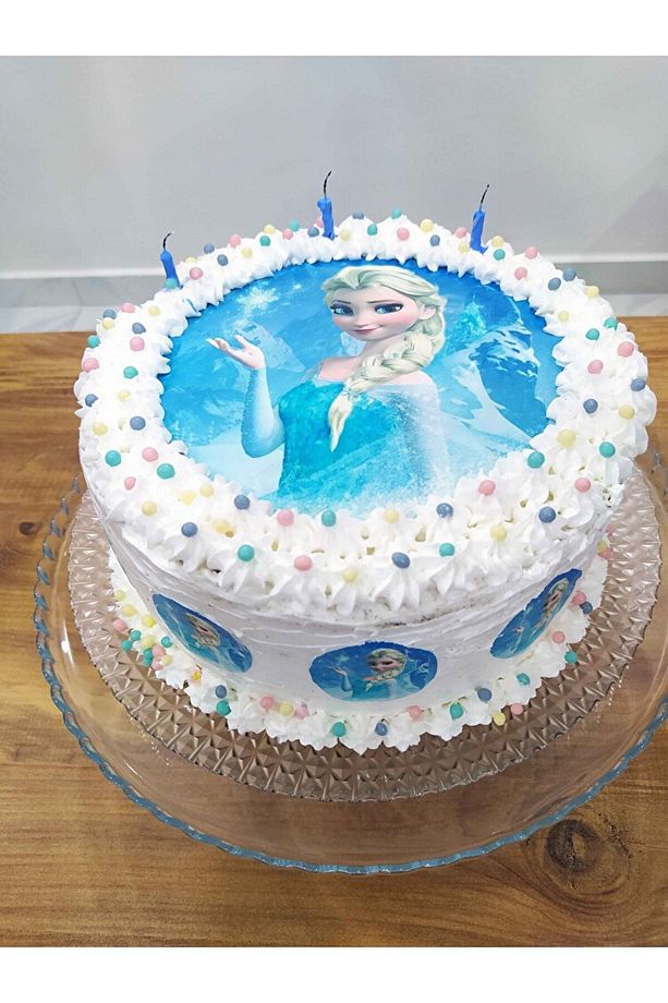 For Elsa Resimli Özel Yuvarlak Ve Kare Şekerli Kağıt Yenilebilir Kağıt Üzerine Resimli Pasta Baskısı - 3