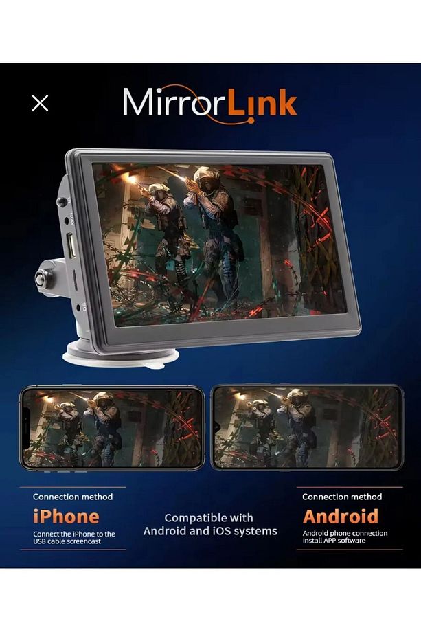 7" Tak Çalıştır Kablosuz Apple Carplay Ve Android Auto Oto Multimedya Araç Araba Ekran double teyp - 4
