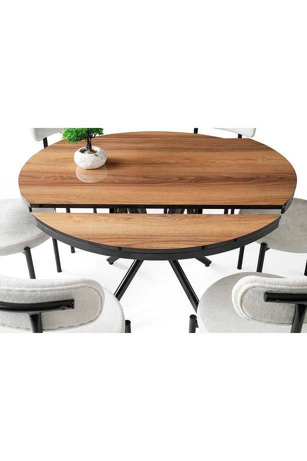 Bade MDF Oval HighGloss Açılır Mutfak Masası 73x120 - 4