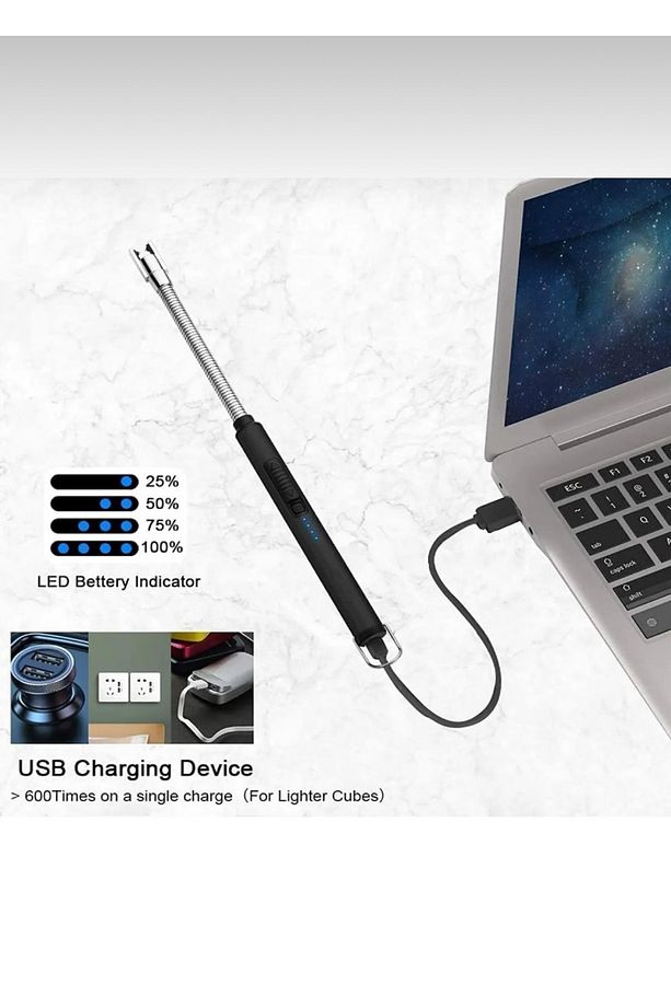 Usb Şarj Edilebilir Manyetik Ark Çakmak Kamp Çakmağı Mum Çakmağı Esnek Başlık - 3