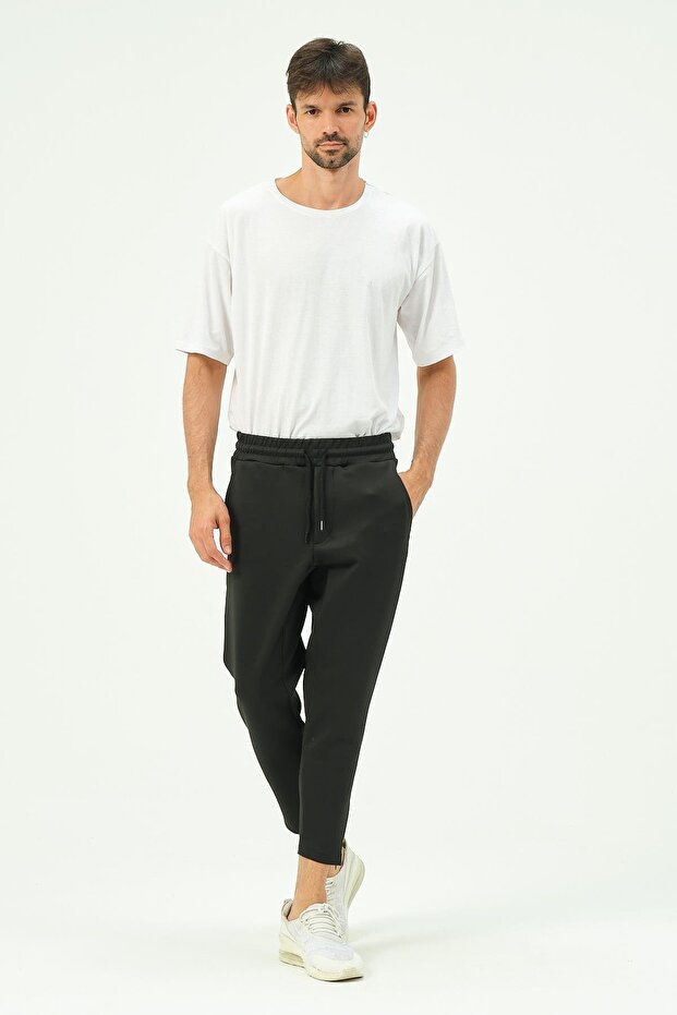 Men's Zippered Leg and Back Pocket Sweatpants 854 Black