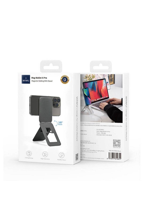 Mini Taşınabilir Telefon Standı Wiwu MW-004 Katlanabilir Magnetik Özellikli Stand Siyah - 5