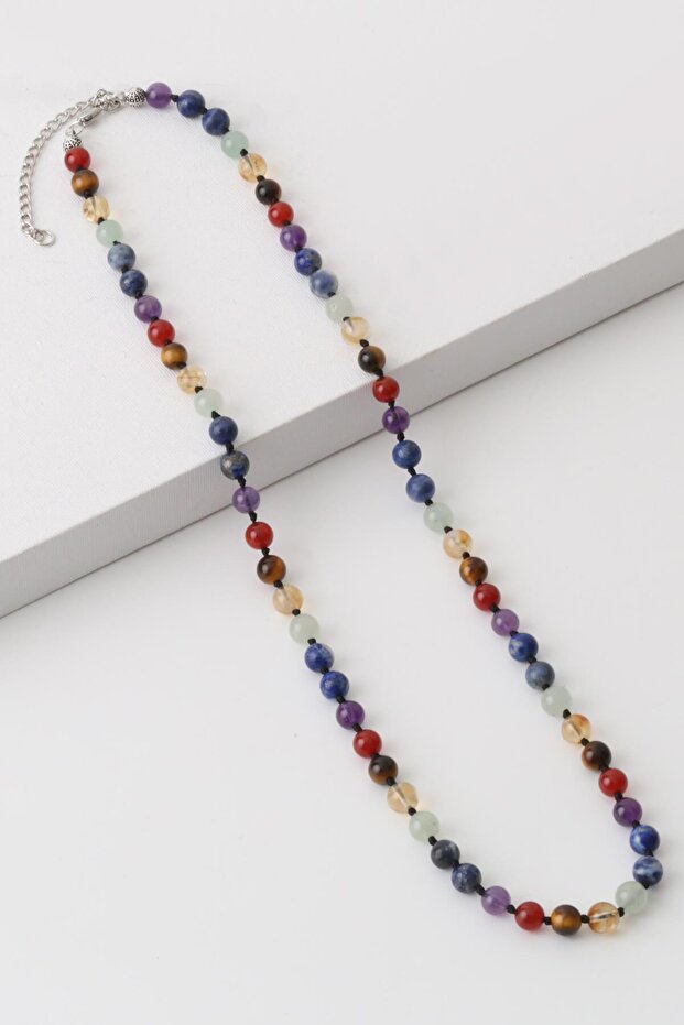 7-Piece Chakra Stone Necklace (Agate, Amethyst, Aventurine, Tiger's Eye, Lapis, Citrine, Sodalite)