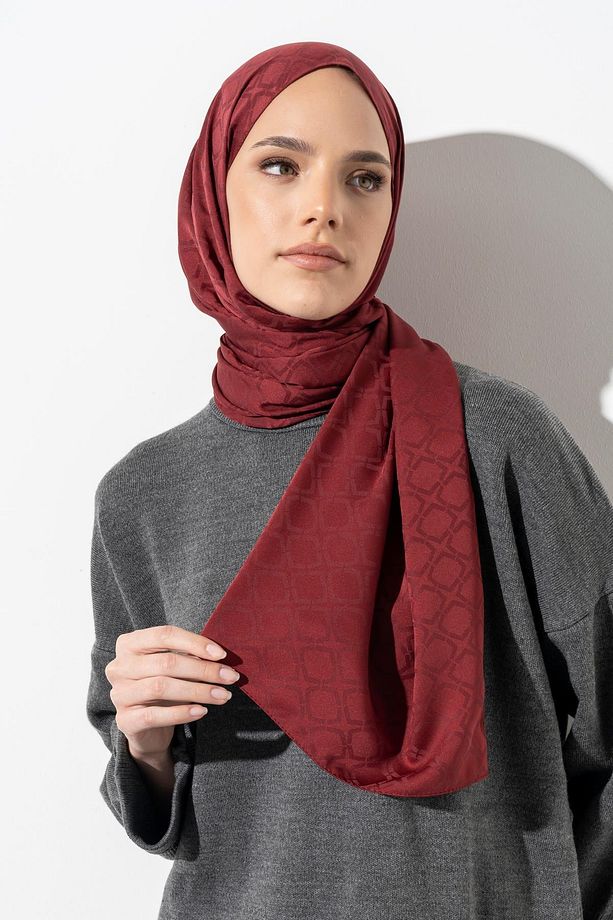 Kadın Geometrik Desen Jakarlı Şal - 2