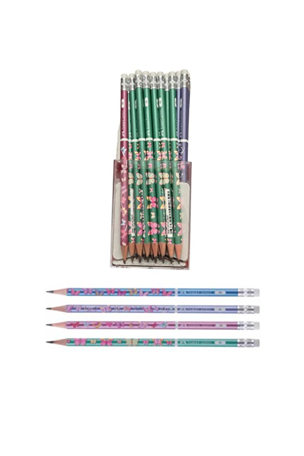 Faber butterfly eraser 2b round pencil 12 pack (5244000049)