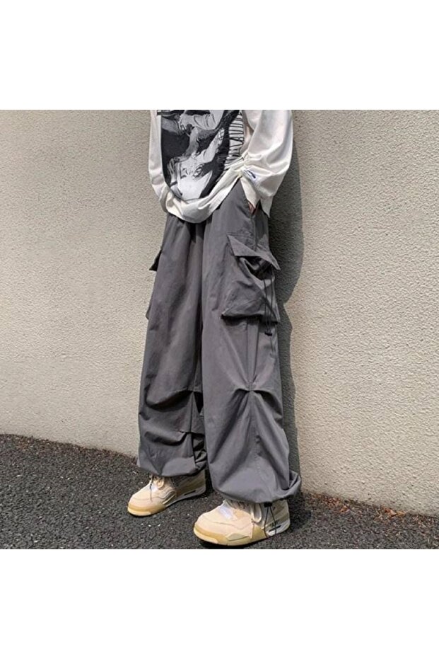 Y2k Extreme Loose Fit Cargo Pocket Waist Leg Elastic Bggy Pants