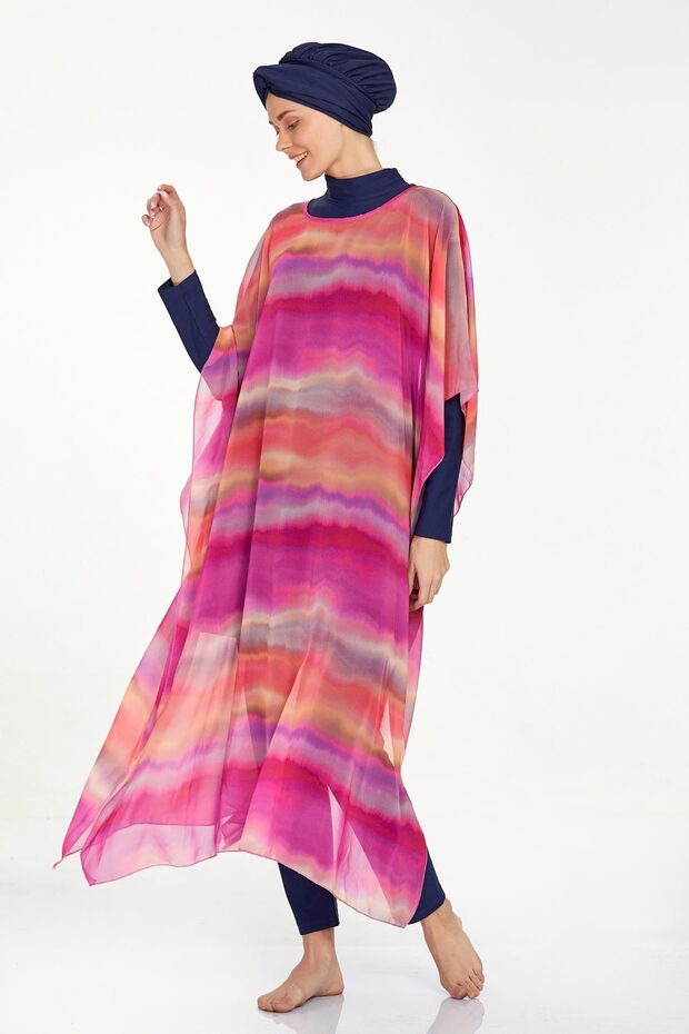 Mayo Üzerine Tek Pareo Kaftan Trıana 6100 Fuşya - 4