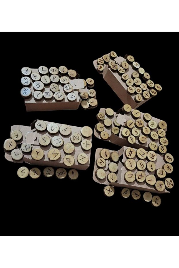 Ahşap Rune Seti Ahsap"dağlama Yöntemi Ile El Yapımı" - 5