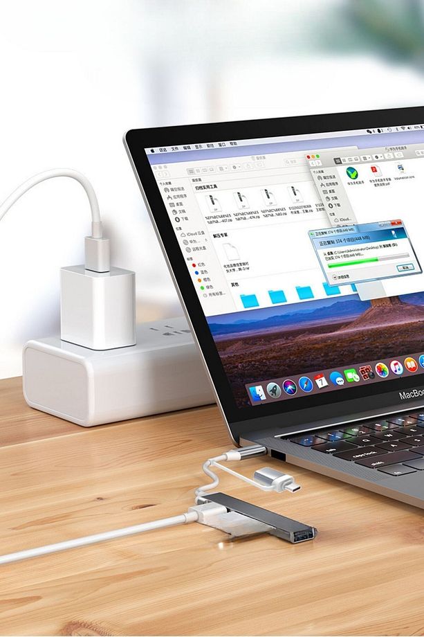 ® 4 Port'lu Bağlantı İstasyonu Ultra İnce USB Bölücü TYPE-C tipi Çoklu Arayüz Adaptörü Multi U - 2