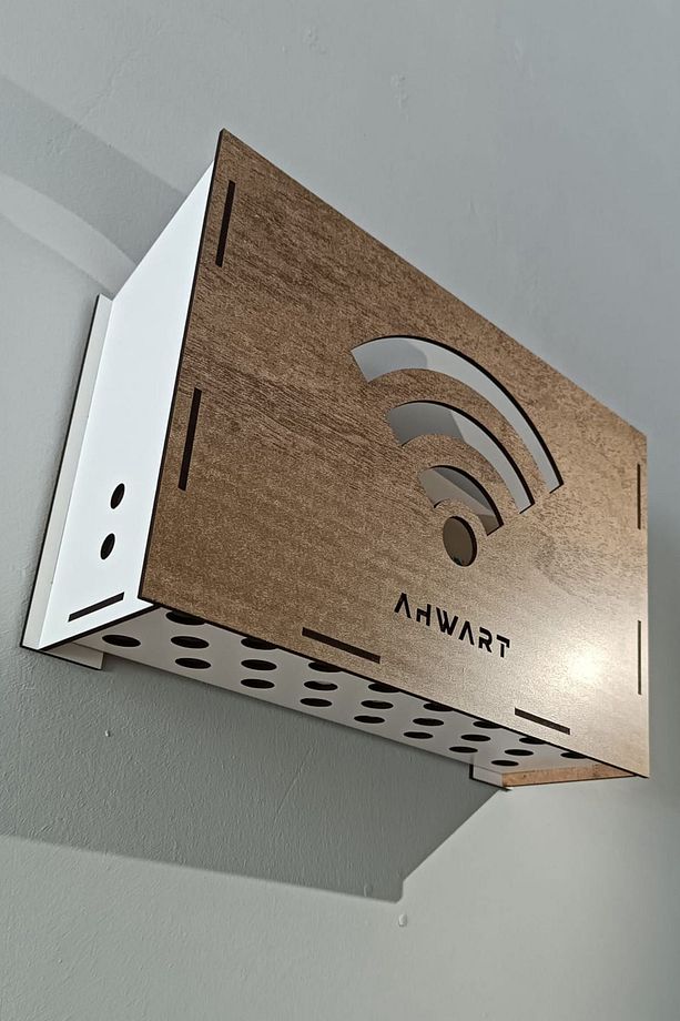 Dekoratif Ahşap Modem Saklama Kutusu Modem Rafı - 4