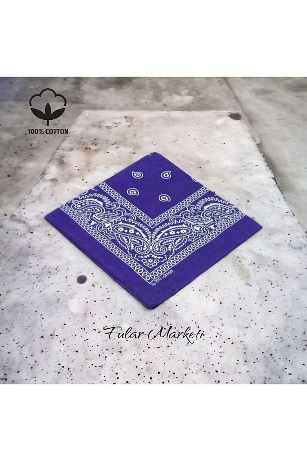 Sepete 4 Ekle 3 Öde Kampanya %100 Pamuk Unisex Mor Etnik Desenli Bandana (1 ADET FİYATIDIR) - 1