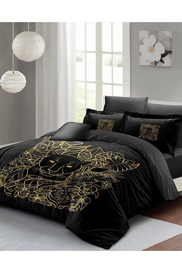 Double Duvet Cover Set Closely Woven Cotton Satin 3D Special Design Leopard Line