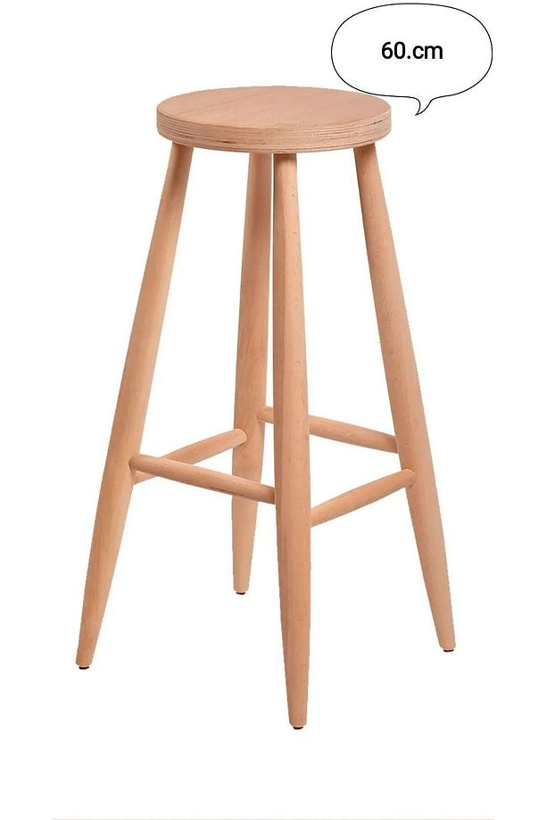 60 cm HAM AHŞAP YUVARLAK BAR TABURE SANDALYE - 1