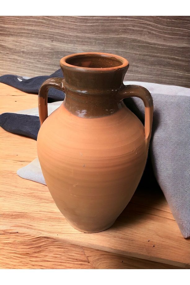 Çift saplı rustik sırlı boğumlu küp - 3