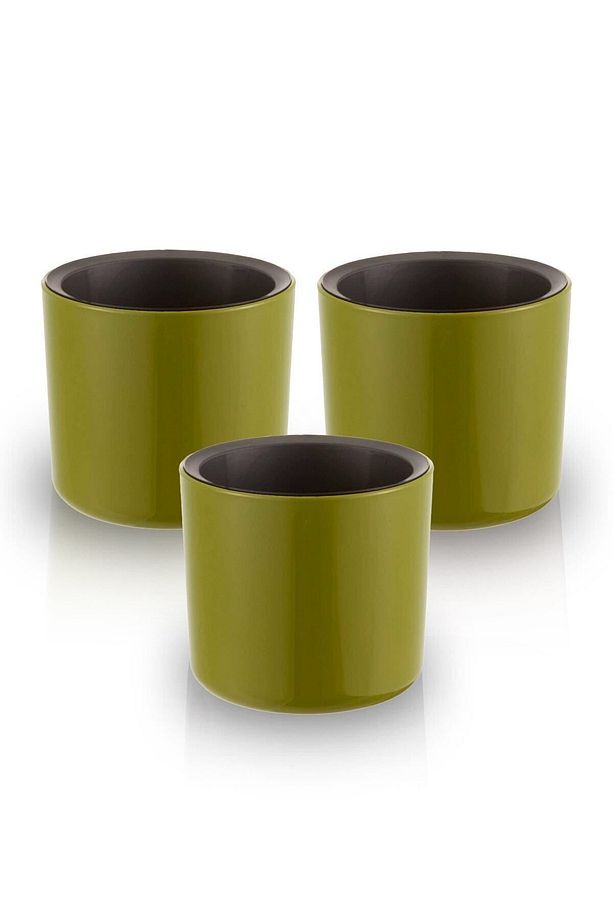 3 Adet Mimoza 7cm Yeşil 0,2 Litre Mini Boy Kaktüs Sukulent Saksısı Süzgeçli Minik Parlak Saksı 7 Cm - 1