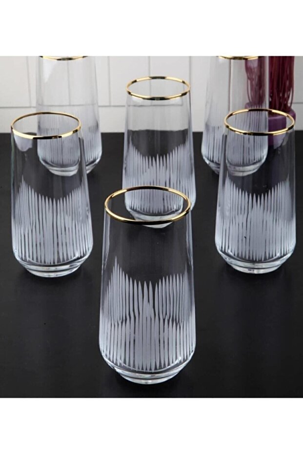 6-Person Gold Gilded Soft Drink Water Glass Set