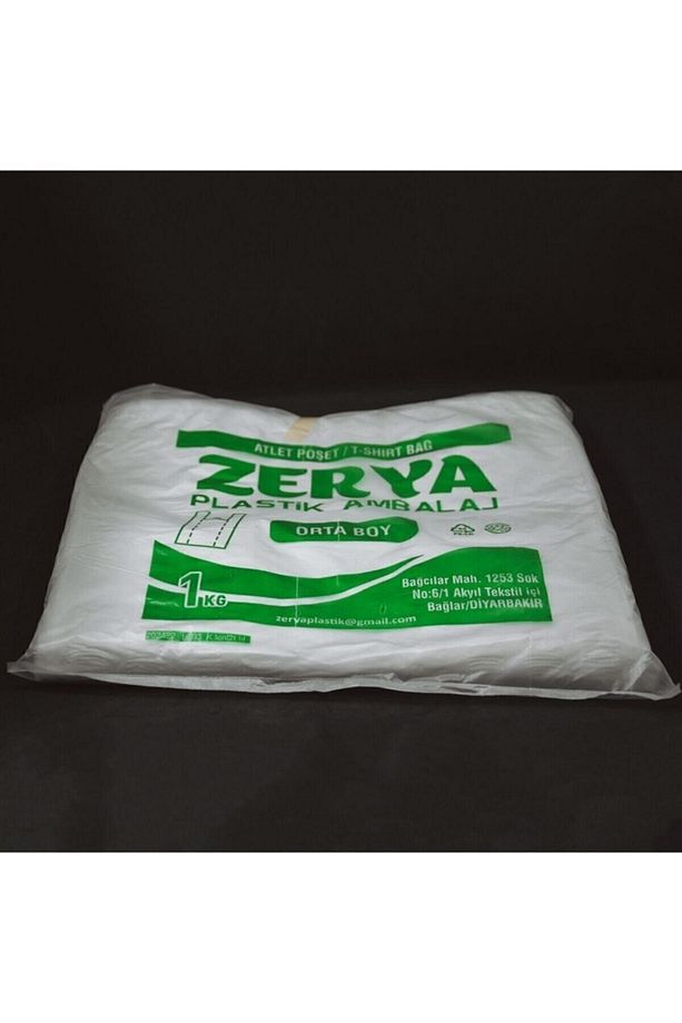 Beyaz Baskısız Atlet Poşet Orta Boy Poşet 1 Kilo gram - 2