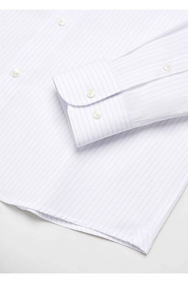 Slim fit mikro desenli twill gömlek - 7