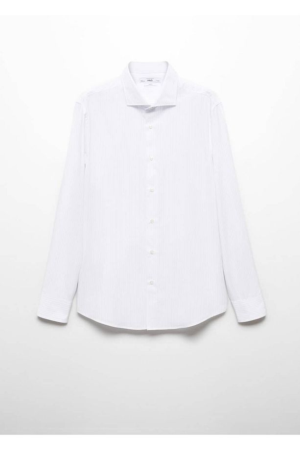 Slim fit mikro desenli twill gömlek - 3