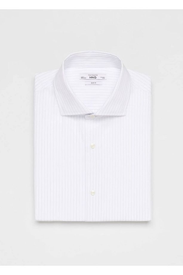 Slim fit mikro desenli twill gömlek - 5