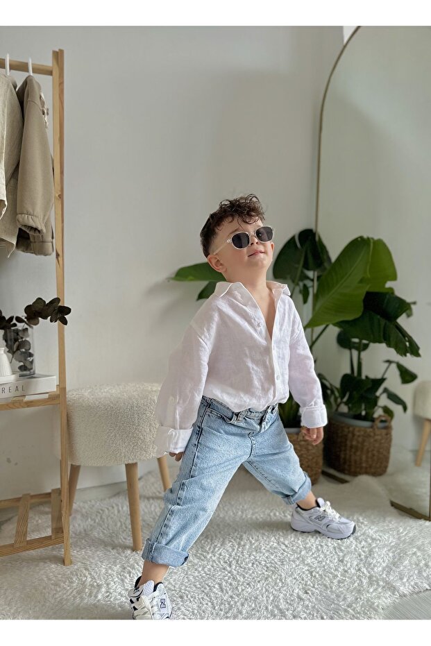 Unisex Kids Relaxed Fit Wide-Leg Denim Jeans