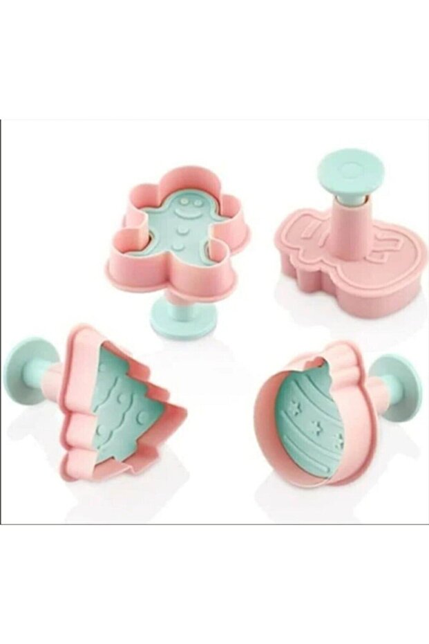 قطعة قفل قابلة للضغط على شكل رأس السنة الجديدة، 4 قطع - 1