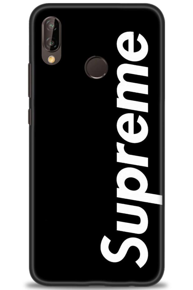 حافظة هواوي P20 Lite مطبوعة بدقة HD - أسود سوبريم + واقي شاشة كامل