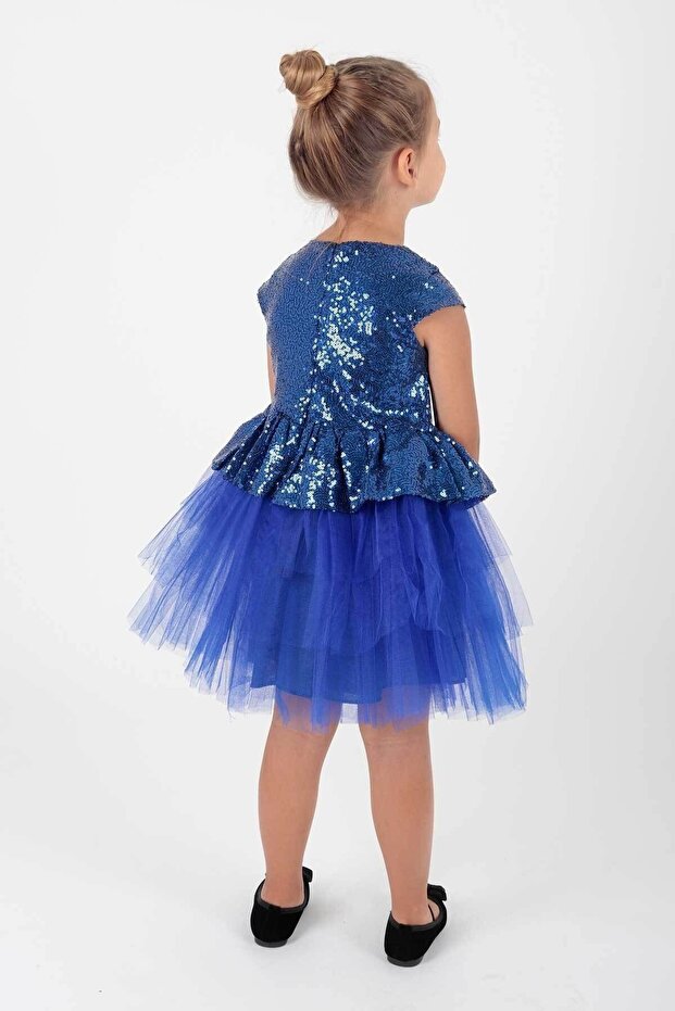 Modna wieczorowa sukienka dla dziewczynki - cekinowa, Ak2207 - 5