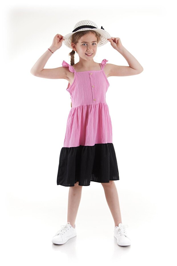 Kids Girl's Summer Dress with Buttoned Hat Ak2516