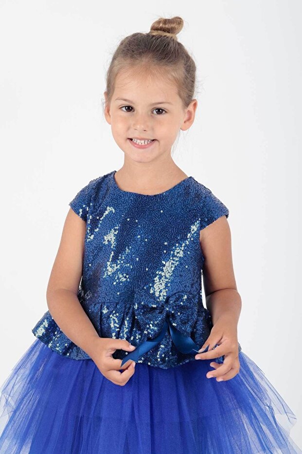 Modna wieczorowa sukienka dla dziewczynki - cekinowa, Ak2207 - 4