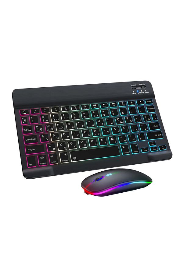 Mini RGB Klavye Ve Mouse Set Tablet Telefon Laptop Uyumlu Bluetooth Destekli Uzun Şarj Süreli - 1