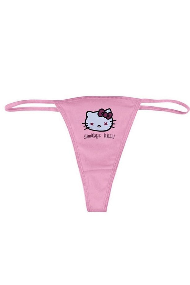Pembe Goodbye Kitty Yazılı T-String Model Tanga - 1
